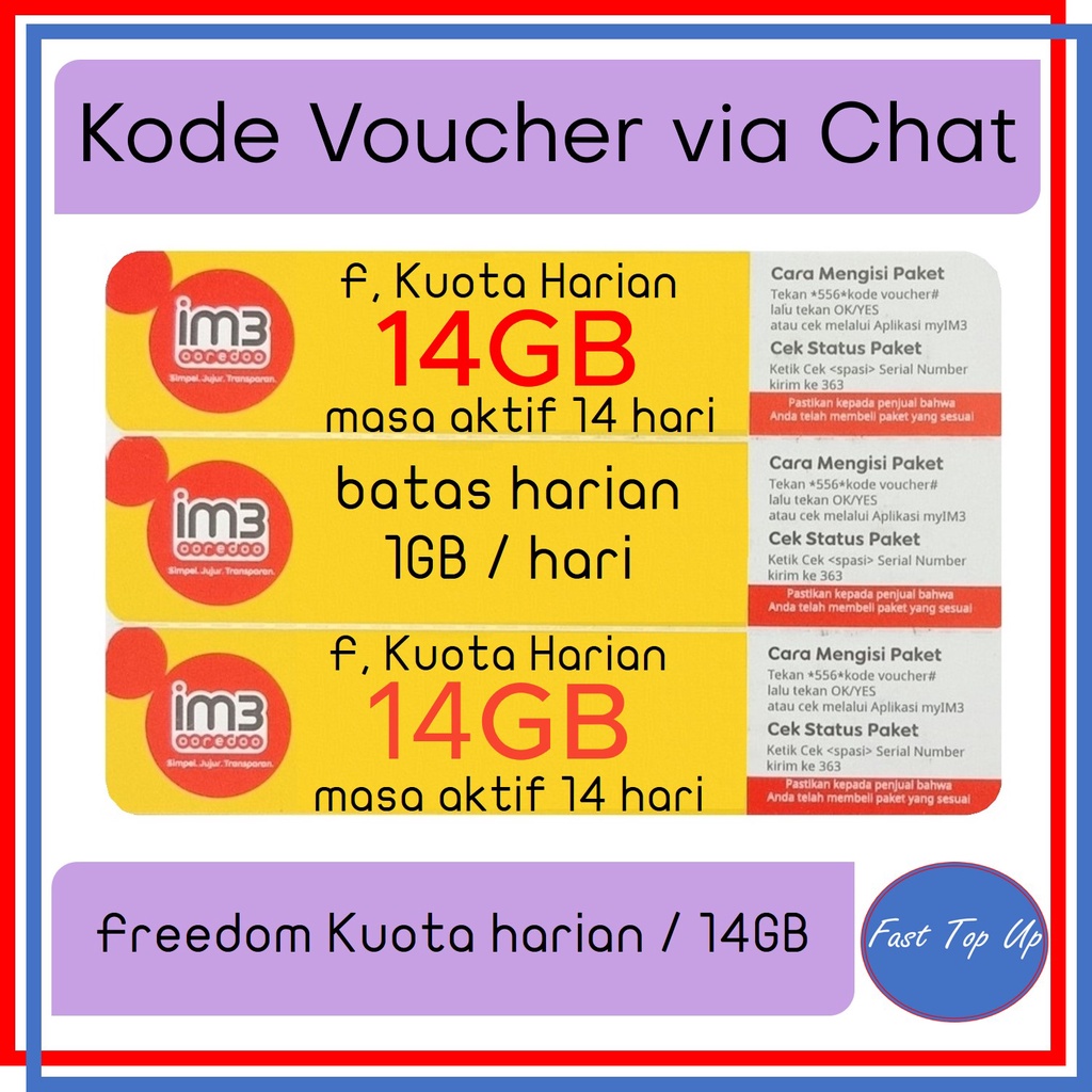 CHAT Voucher Indosat 14GB Freedom Kuota Harian