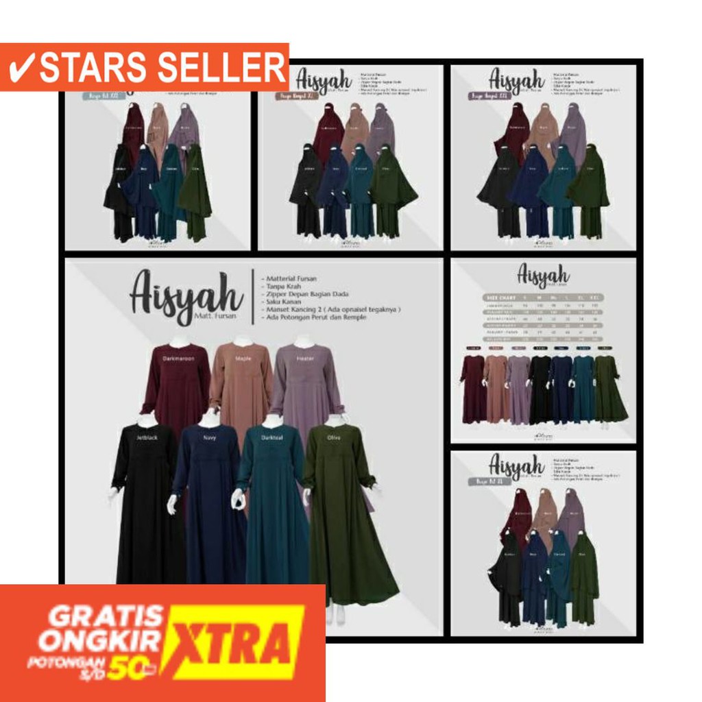 BUSANA MUSLIM PEREMPUAN FASHIONABLE CEWEK CANTIK / Gamis Aisyah fursan 225ribu by al hauraa