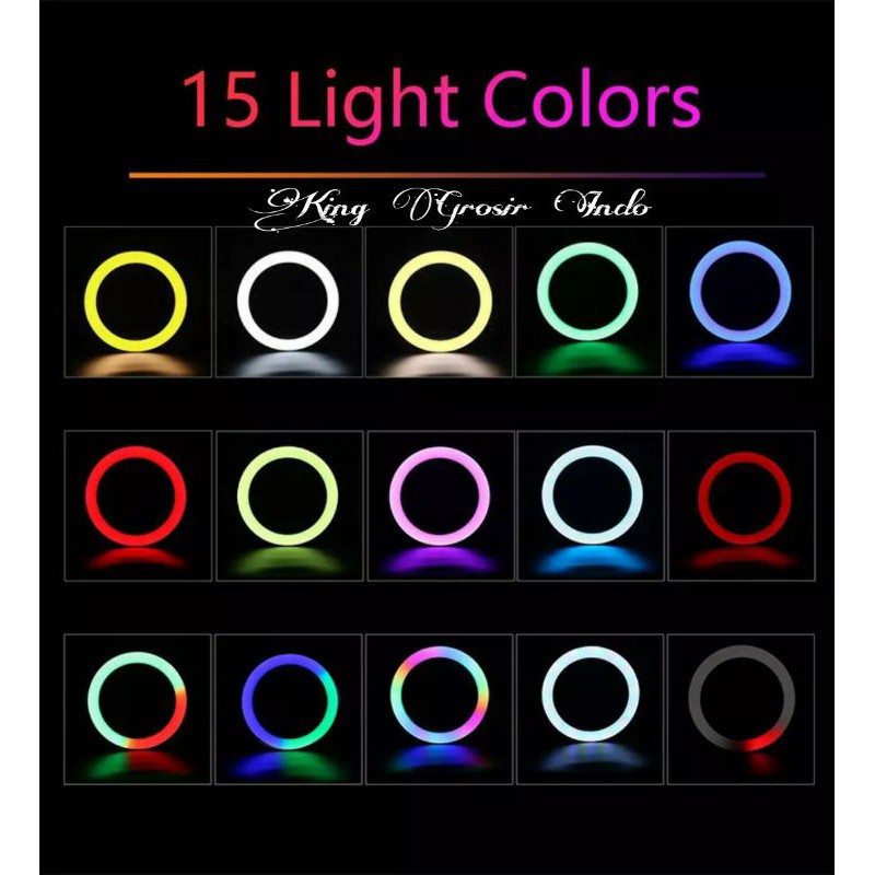 Selfie Ring Light LED RG 01 / Ring Light Jepit Di Hp 15 Warna Lampu