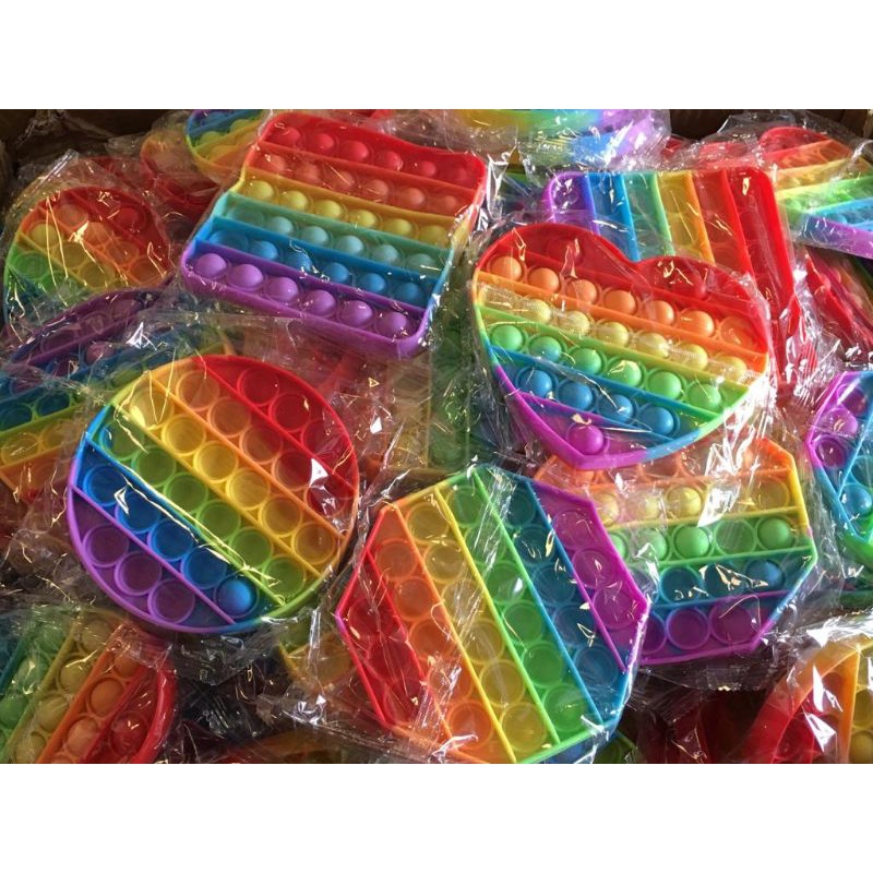 Mainan pop it murah popit Pop Its Square rainbow multicolor Fidget Toy Push bubble Penghilang Stress-4