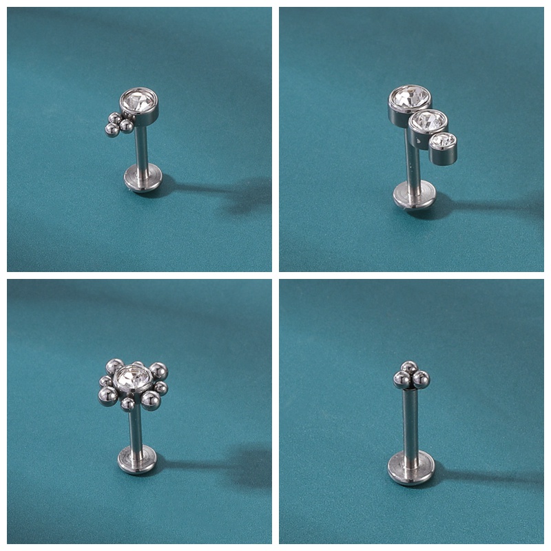 1 Pc 6/8mm Stainless Steel Labret Piercing Bar Piercing Crystal Ear Studs Cartilage Earrings Tragus Helix Piercings Jewelry 16G