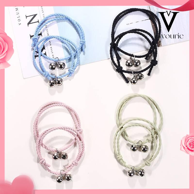 [COD]Gelang Wanita Versi Korea Kecil Karet Gelang Pasangan Bell Gelang Elastis Yang Dapat Disesuaikan Karet Gelang Gelang Headrope Hiasan Rambut Hadiah-FA