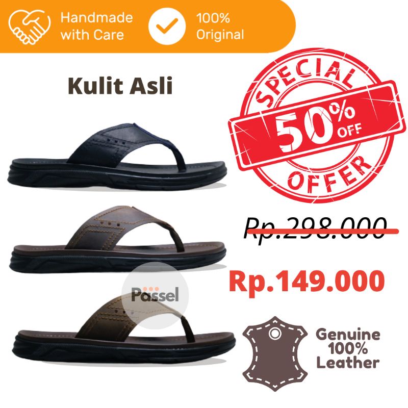 Donatello Sz. 39-43 Sandal Jepit Pria Kulit Asli Genuine Leather | AG81081