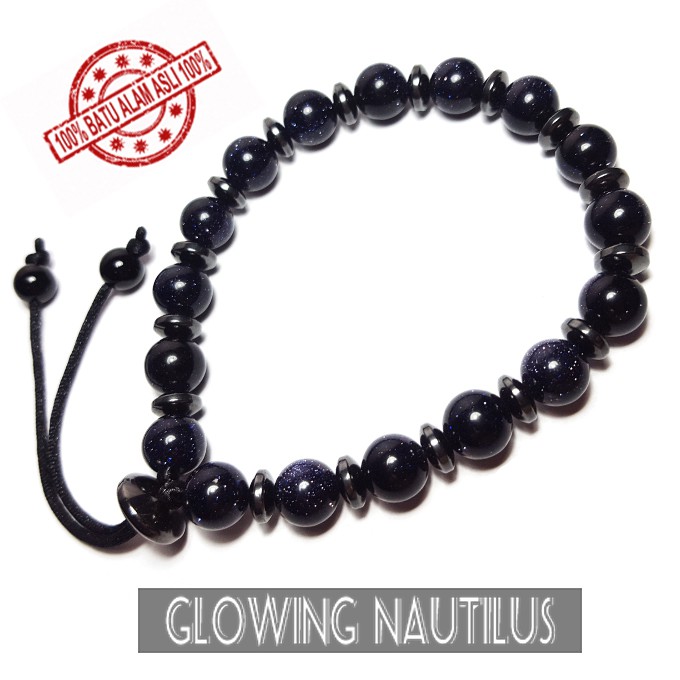 Gelang Pria Wanita Tasbih 33 Batu Asli Pasir Emas Biru 8mm