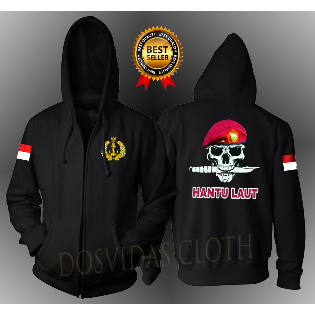 Jaket Sweater Hoodie ZIPPER JANGKAR HANTU LAUT Keren Pria & Wanita TNI AL