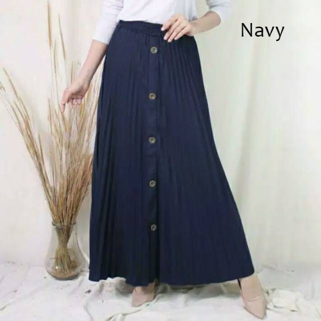 ROK WANITA PLISKET VARIASI KANCING DEPAN - BAHAN HYGET SYPER ( PREMIUM )