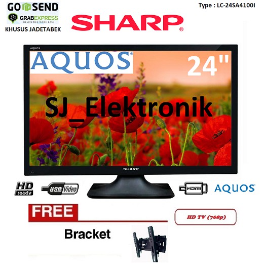 Free Braket LED TV Sharp 24 Inch LC-24SA4100I - 24SA4100 HD HDMI USBMovie