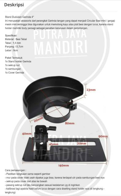 Stand Gerinda Tatakan Dudukan Gerinda Tangan 4 Inch Angle Grinder Bracket Holder 4 Inch