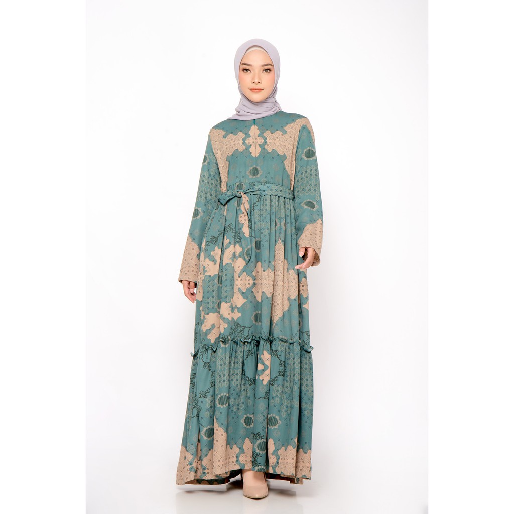 baju gamis wanita dress muslim terbaru ZM Zaskia Mecca - Clara Green Gamis - Romansa Khatulistiwa - 