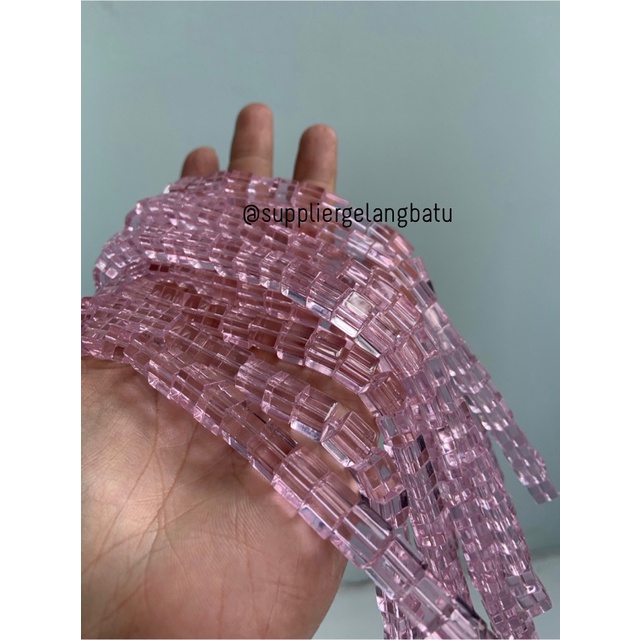 kristal Ceko kotak 8 x 8mm pink QUARTZ crystal rose bross manik manik