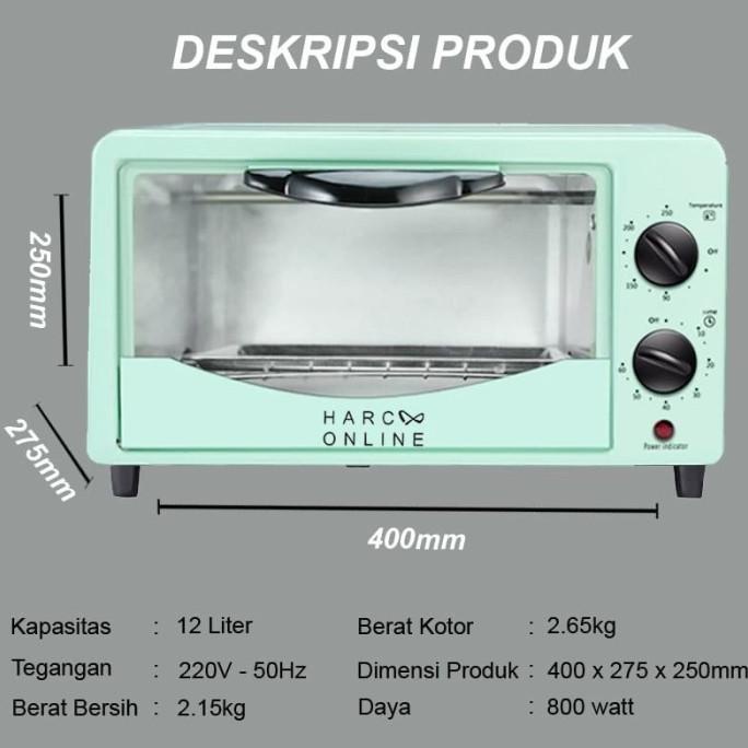 Harcoo Oven Microwave Button Oven Listrik 12L Pemanggang kue Low Watt