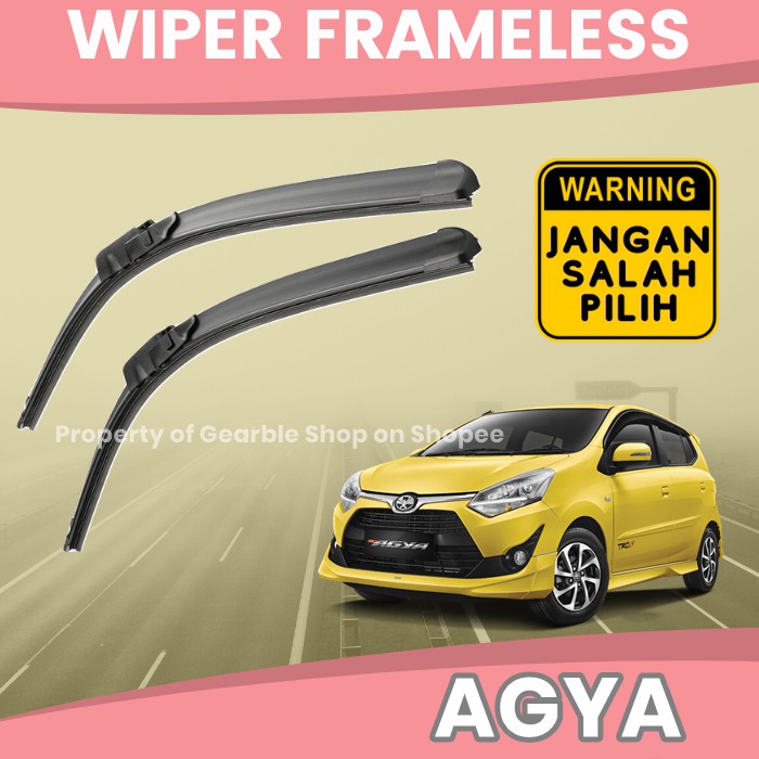 WIPER MOBIL AGYA WIPER DEPAN AGYA KARET WIPER KACA MOBIL FRAMELESS AGYA SEPASANG SATU 1 SET