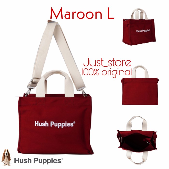 Terlaris Tas Hush Puppies Original Canvas Tote Bag / Canvas Flap - Merah, S