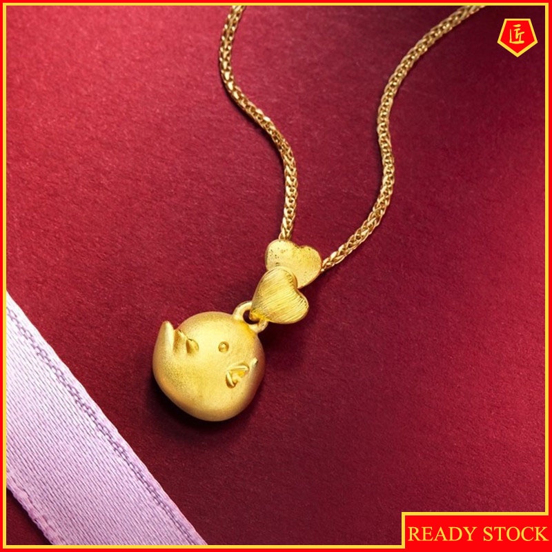 [Ready Stock]Fashion Heart-Shaped Gold Chick Necklace Personalized Cartoon Necklace