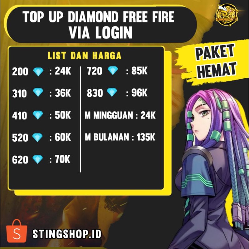 Jual Diamond Ff Via Login Murah Aman Promo Dm Free Fire Via Login Murah Aman Diamond Ff