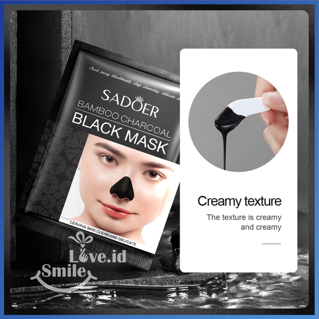 SADOER Black Head Remover Bamboo Charcoal Black Mask Cleansing Peel Off Komedo Masker Pembersih Hidung SAD06