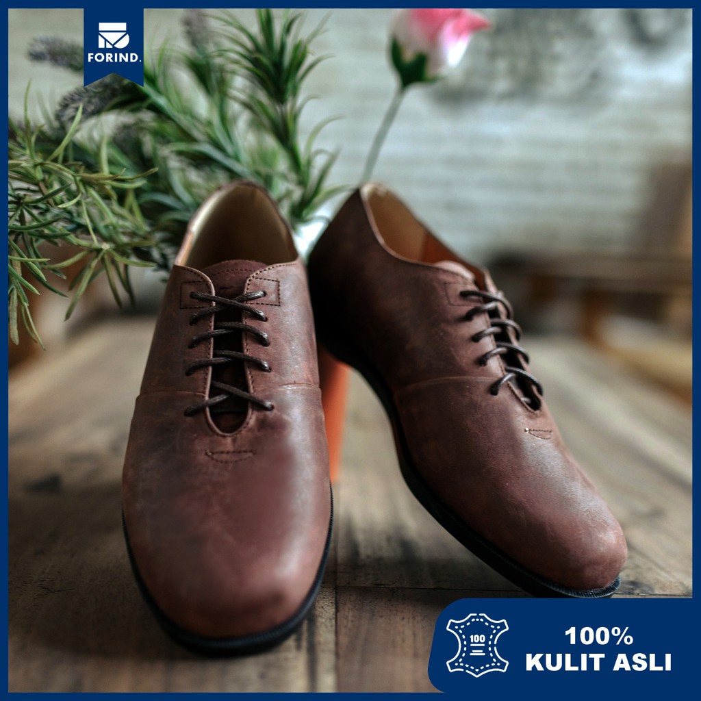 Arman Brown | Sepatu Kulit Asli Vintage Klasik Pria Cowok Men Derby Footwear | FORIND x Zapato