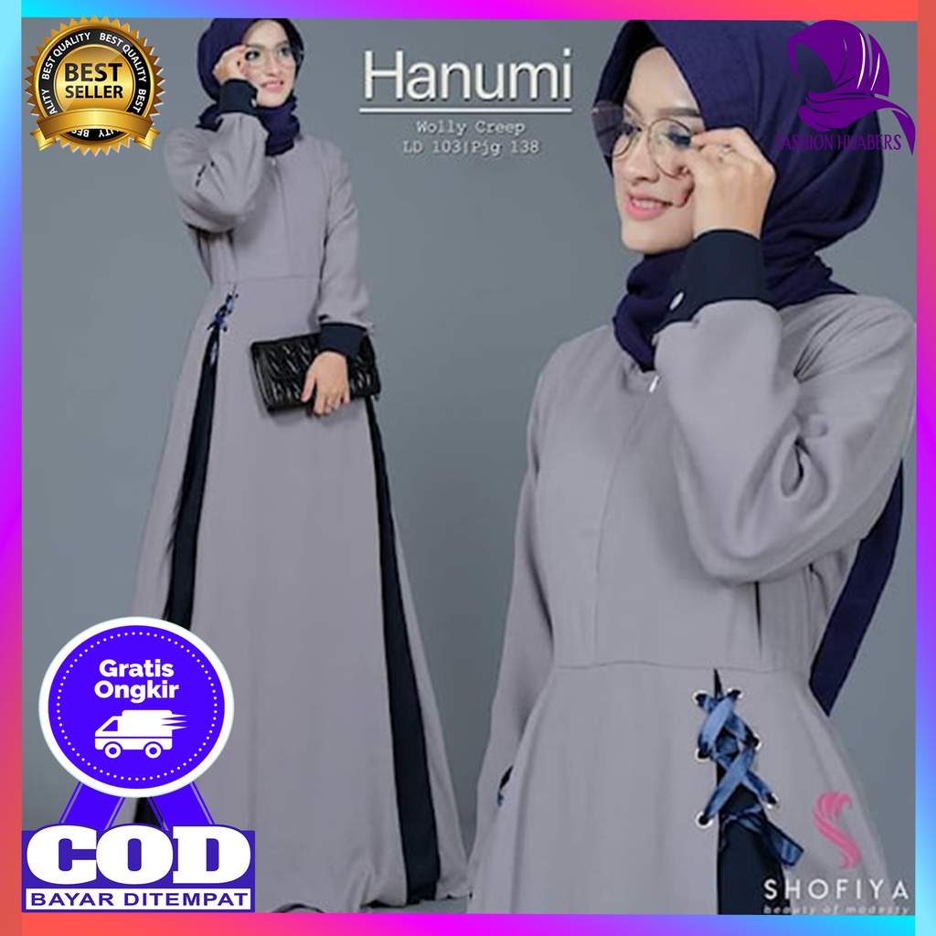 Gamis Arabian Turkey Fashion Muslim Remaja Kekinian Terbaru Gamis Abaya Syari Lebaran 2022 Hanumi-Dress Premium