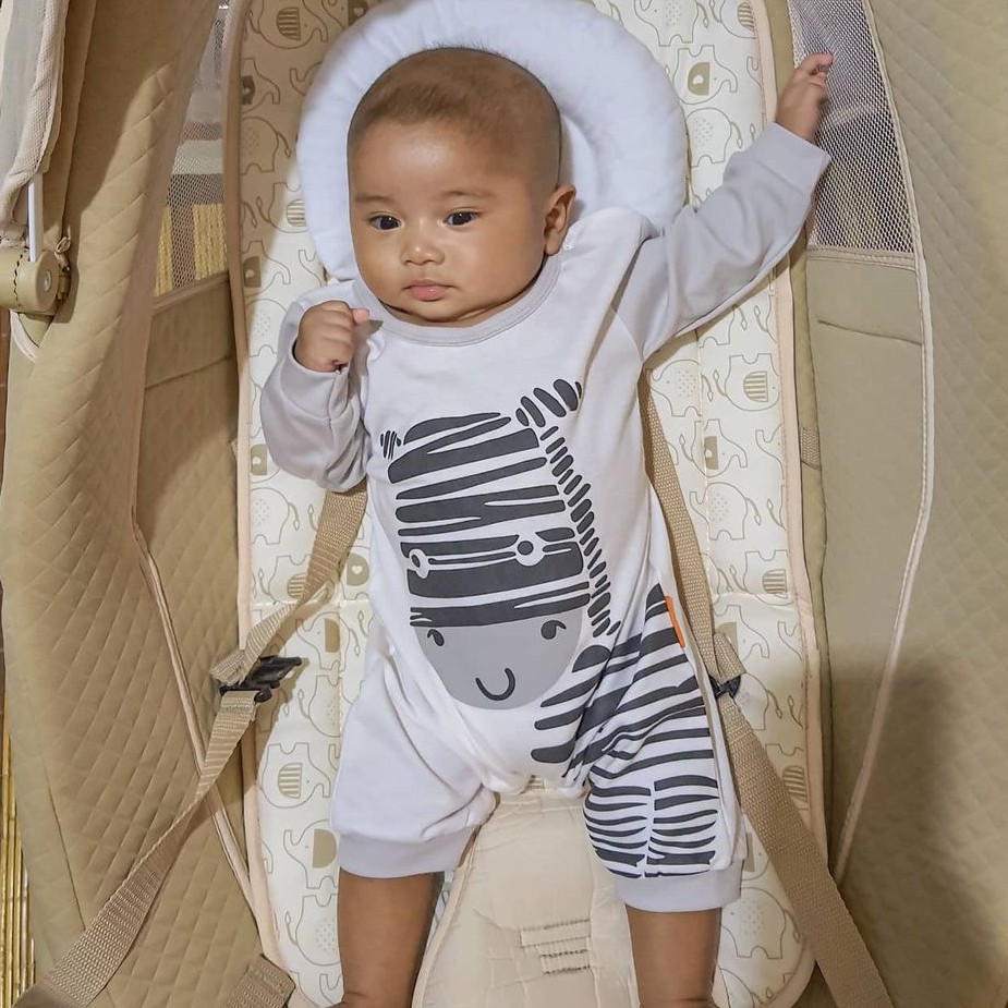 Baby Kenaz Grey Zebra Emboss 05 Jumper Romper Anak Bayi Lengan Panjang-4