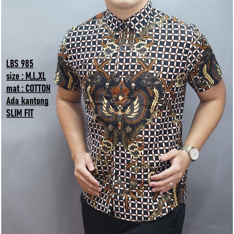 BAJU KEMEJA BATIK SLIM FIT LBS985 CUTTING LENGAN PENDEK SLIMFIT LUIGI BATANI