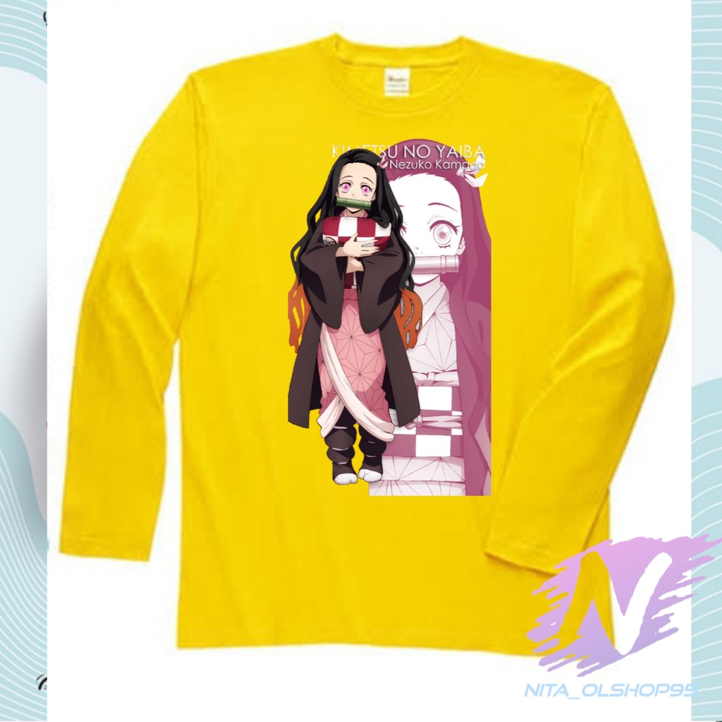 baju nezuko terbaru kaos anak lengan panjang anime kimetsu yaiba nezuko