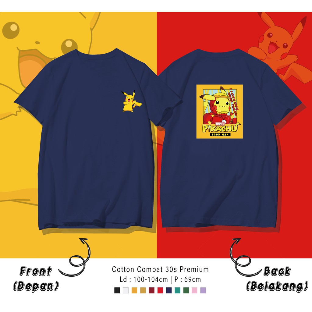 PIKACHU IRON  / TERMURAH KAOS KARTUN PREMIUM DTG HVS COLLECTION