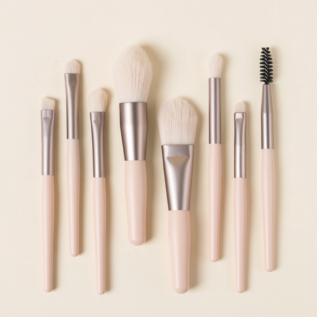 (Pouch) Kuas set make up 8pcs mini travel make up brush