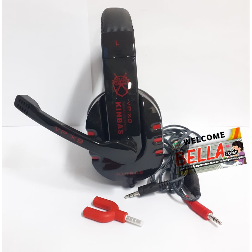 KINBAS HiFi Gaming Headset dengan/With Mic - VP-X9/Gaming Henset Microphone/Mikrofon Super Bass