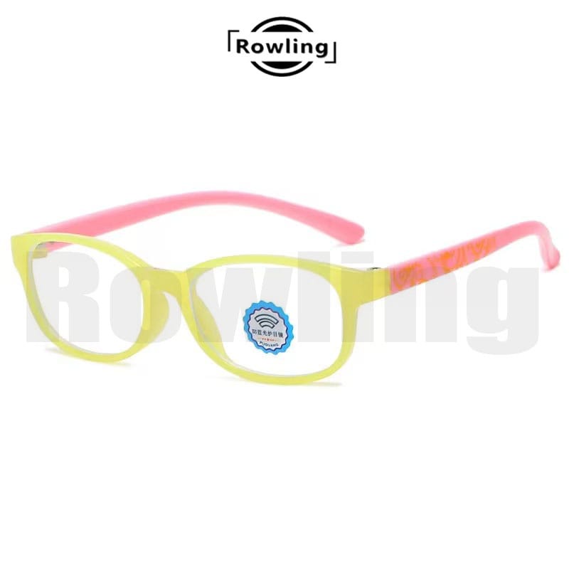 (Rowling)Kacamata Anak NewTrend/Fashion Anak Unisex Terbaru anti radiasi  Blue Light High Quality Import-Ka-92 Kuning/pink