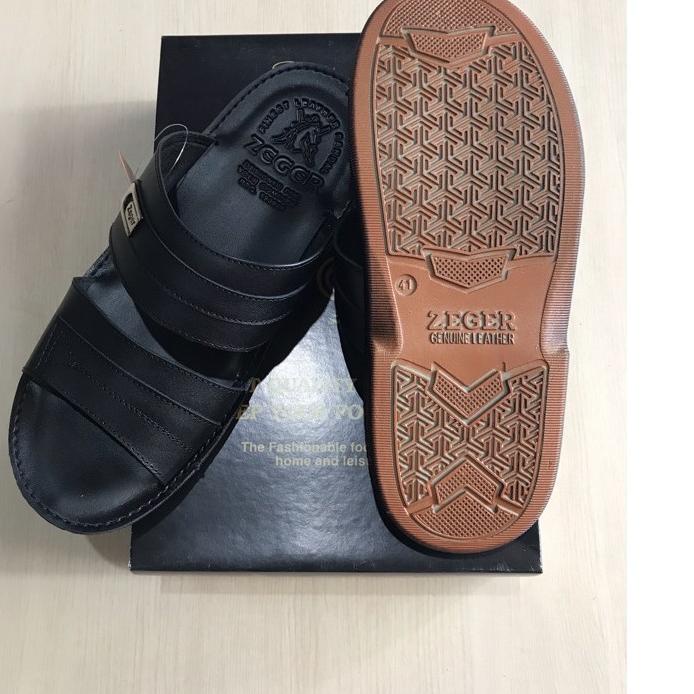 ➣ Sandal Kulit Slop Pria Zeger-Sendal Kulit Cowok Dewasa Zeger P 38-43/Original ◌