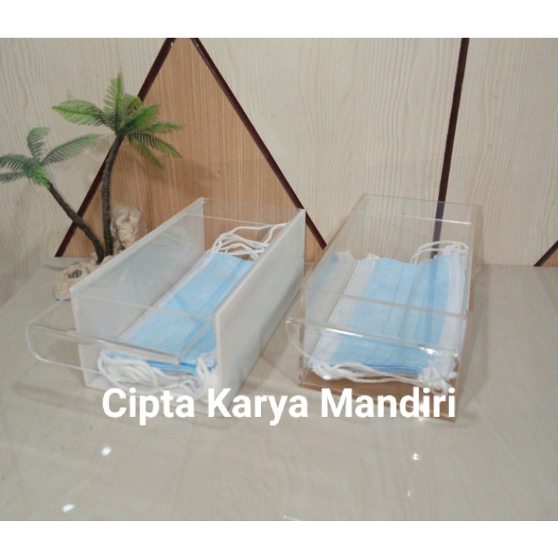 PROMO MURAH Kotak Masker Tempat Masker Kotak Penyimpanan Masker Bahan Full Akrilik Marga Cipta