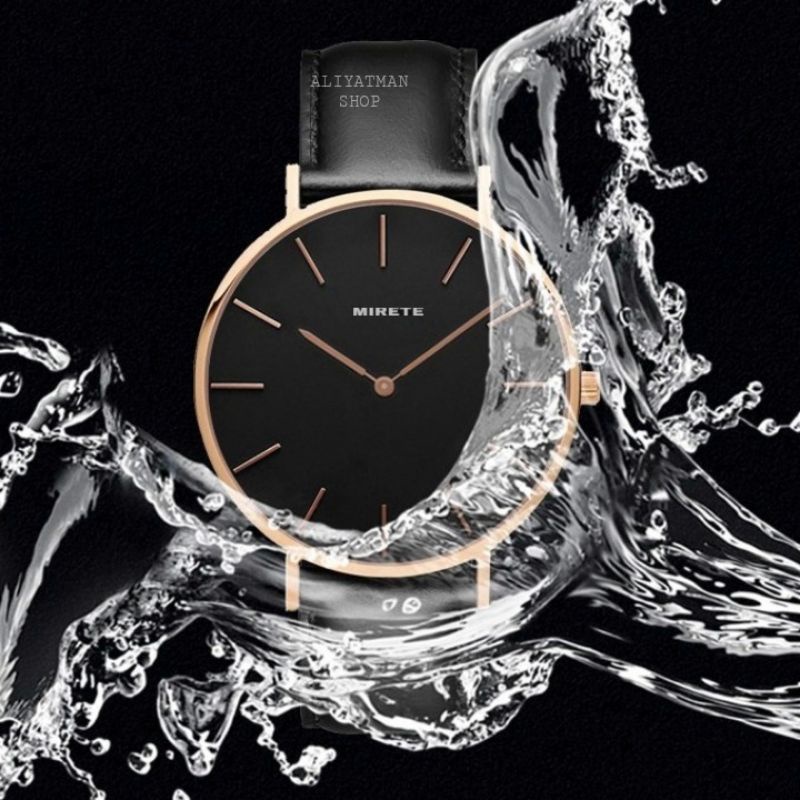 Jam Tangan kulit Pria Wanita Tipis Luxury Mirete Original  Anti Air HN terlaris / Strao Kulit / Jam Tangan / Analog / Kuarsa