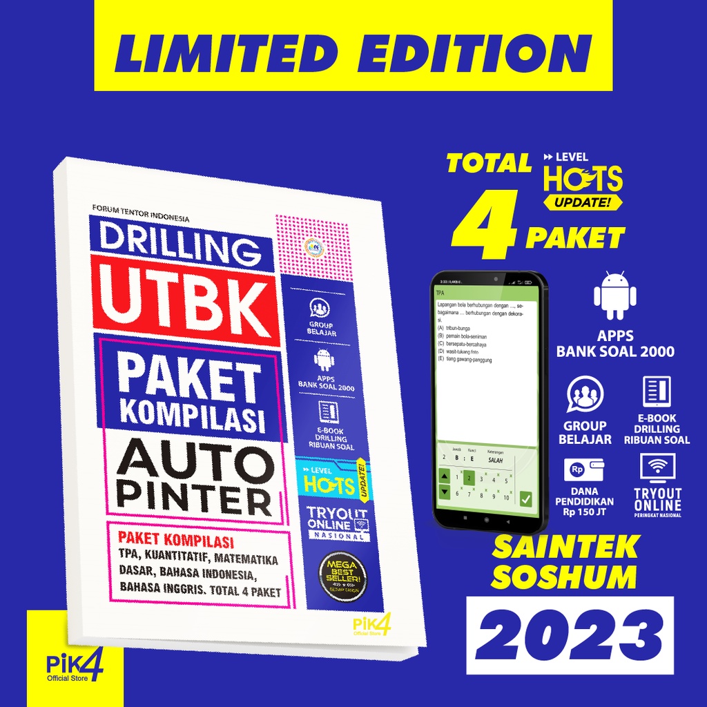 Buku Drilling UTBK PAKET KOMPILASI Auto Pinter SAINTEK SOSHUM 2023 utbk Hots