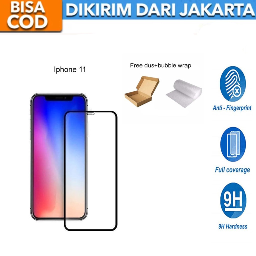 Iphone 11 Full Cover/Full Screen Tempered Glass Screen Protector Anti Gores
