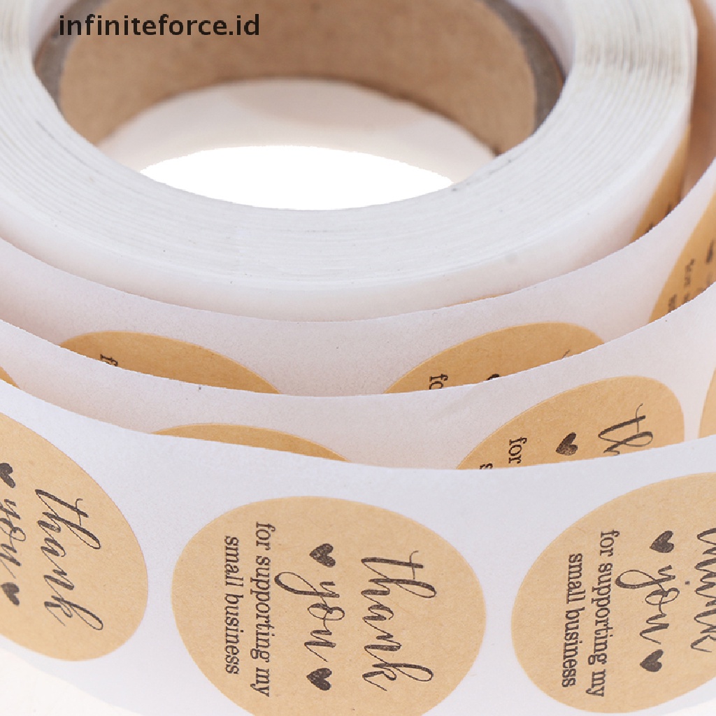 Infiniteforce.id 500pcs / Roll Stiker Label Bulat Tulisan Thank You Handmade