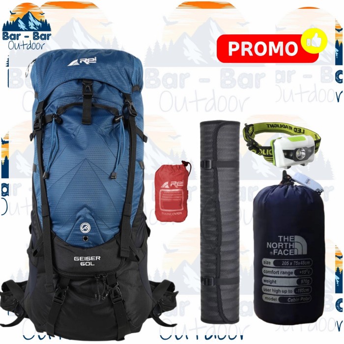 Alan - Paket Tas Gunung Tas Outdoor Carrier Arei Rei Geiser 60L