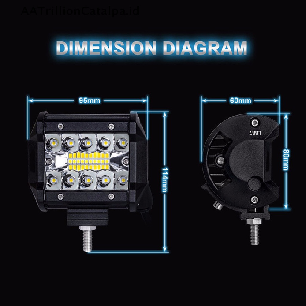 Aatrillioncatalpa Lampu Sorot 20LED 60W 4 Anti Air Untuk Mobil Offroad Perahu