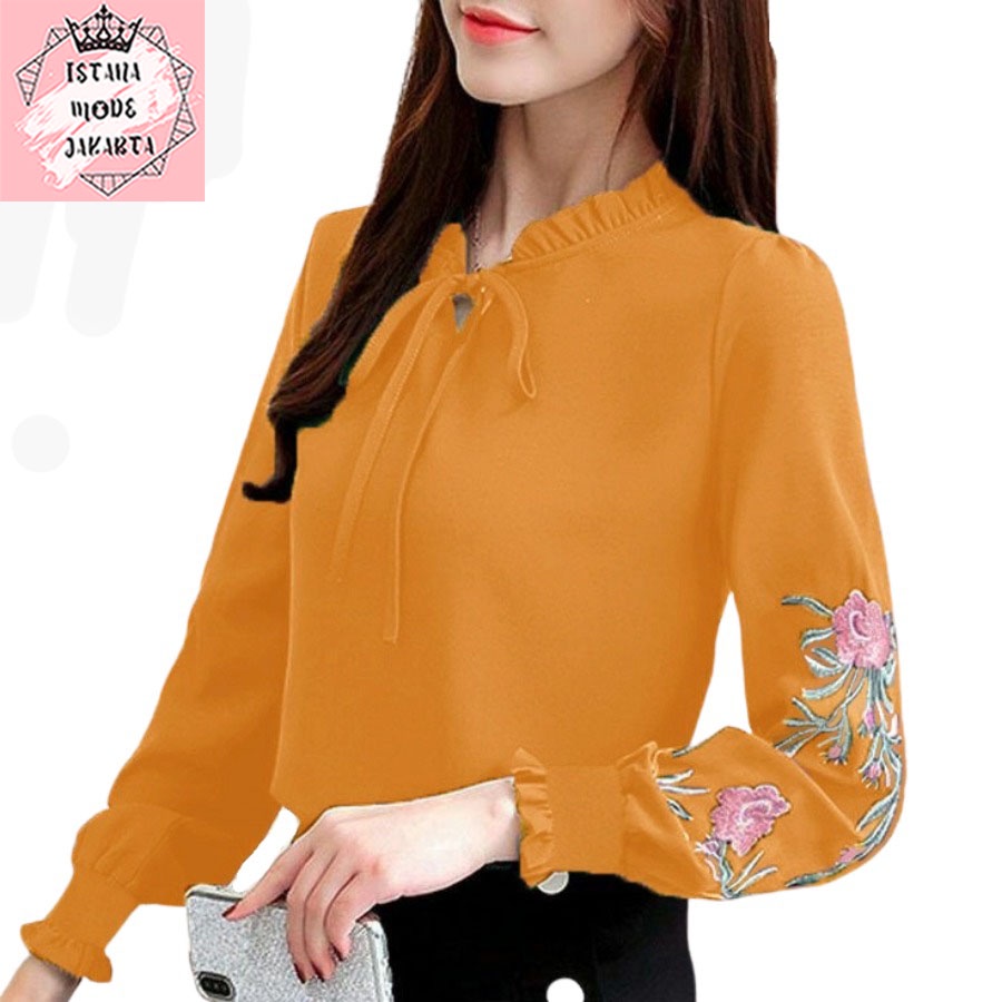 ISTANA MODE JAKARTA Aurelia Bordir baju atasan wanita terbaru blouse koreanstyle blouse wanita lengan panjang-3