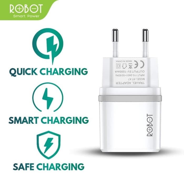 ROBOT RT-K7 K7ADAPTOR CAS CASAN 5V 1A FIREPROOF CHARGER Micro USB Cable Kabel