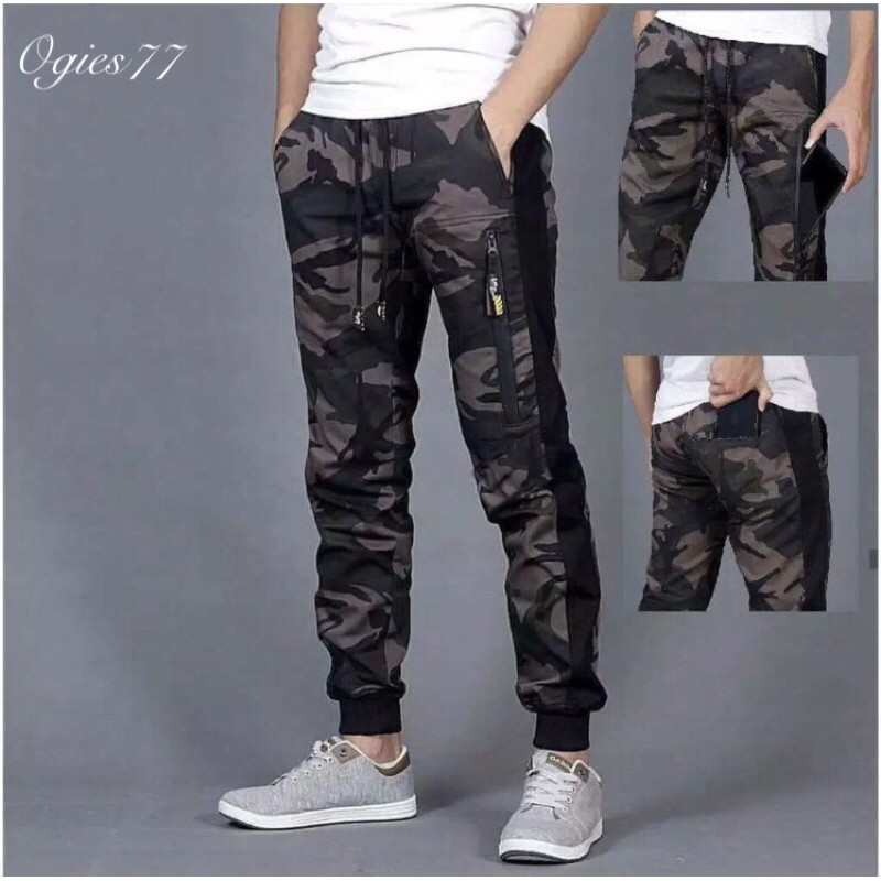 Celana Panjang Jogger Pria Army Camo Loreng