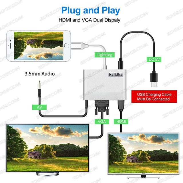 Lightning to HDTV / VGA Audio Display adapter