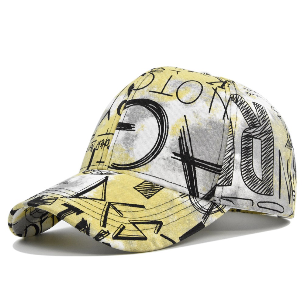 Topi Baseball Motif Print Graffiti Tie Dye Bahan Katun Untuk Pria Dan Wanita