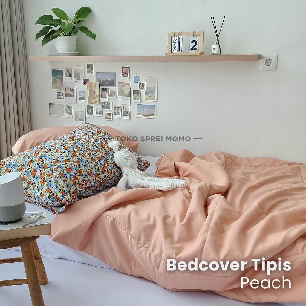 Bedcover Single Polos Lite Edition - Microtex Seri Aesthetic - Selimut Saja