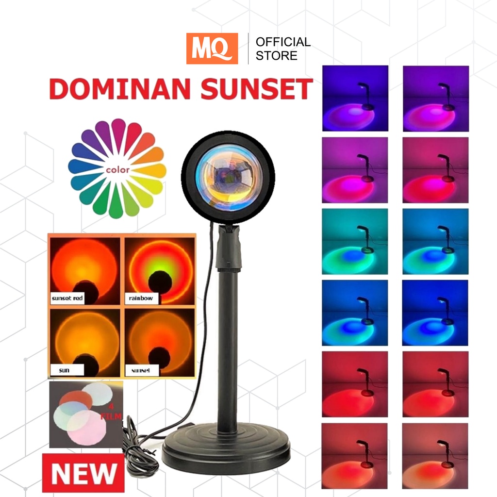 MQ sunset lamp Lampu Tidur Proyektor Led Motif Matahari Terbenam Warna Pelangi Kamar Tidur