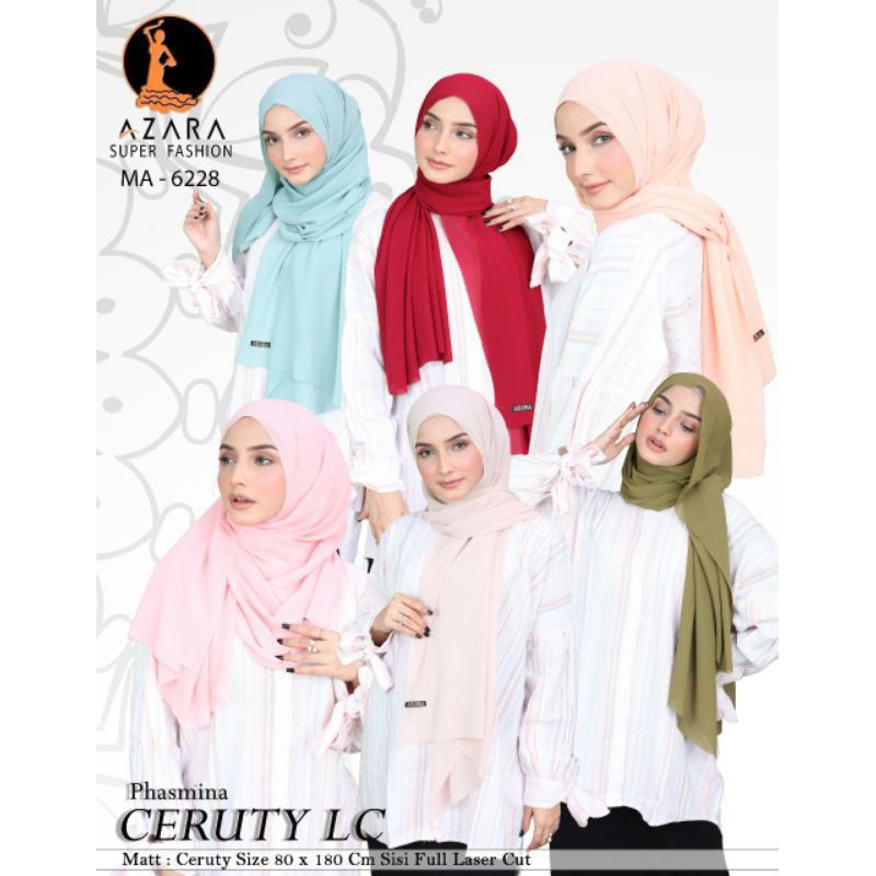 PASHMINA CERUTY UNO ORI AZARA LC LASER CUT PASMINA KERUDUNG HIJAB POLOS CERUTI RESELLER WELCOME