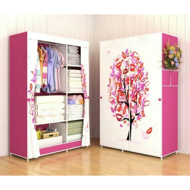 Lemari Baju Portable Dengan Cover Wardrobe / Lemari Pakaian
