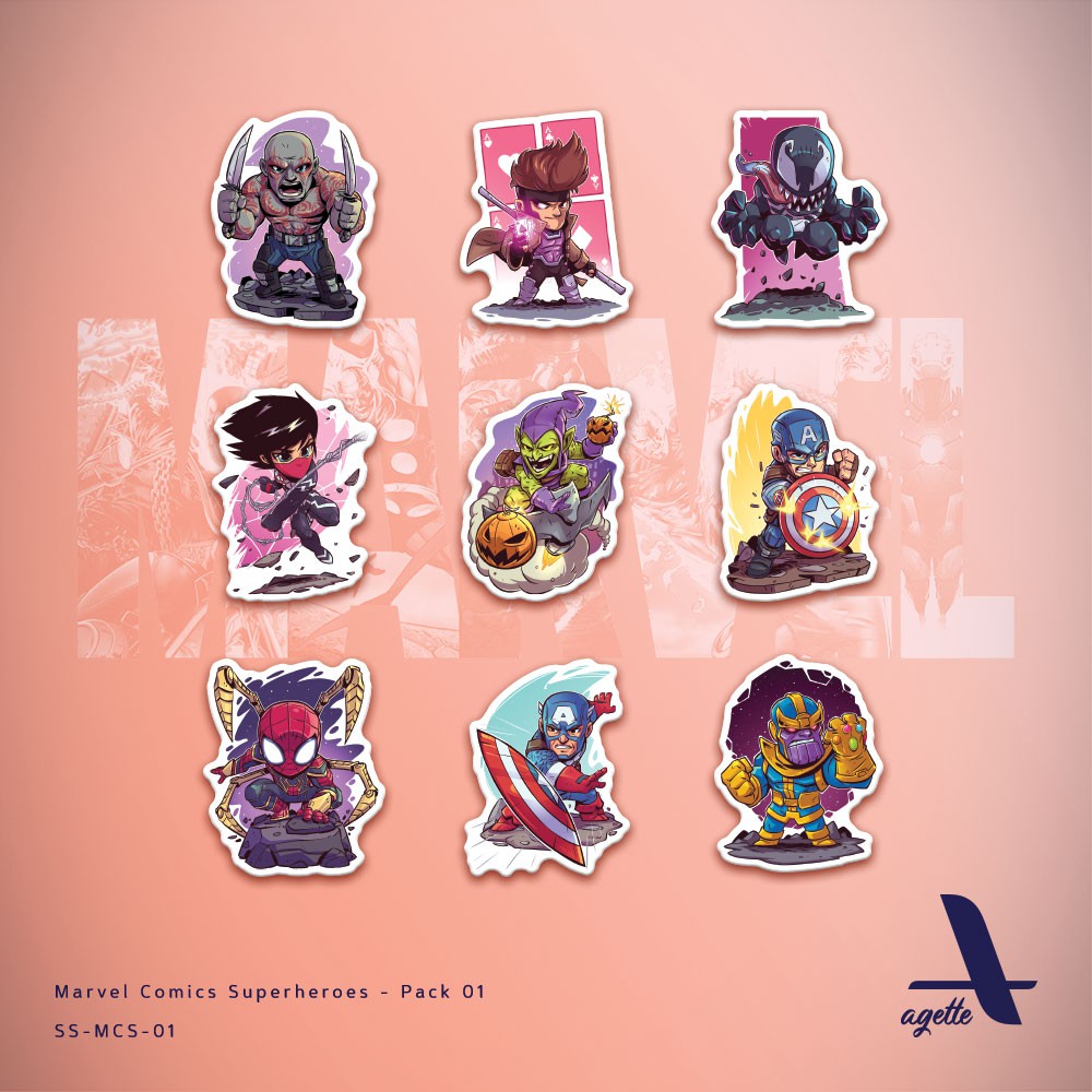 

9 PCS - Stiker Marvel Comics - 01 - Laminasi - Waterproof Sticker