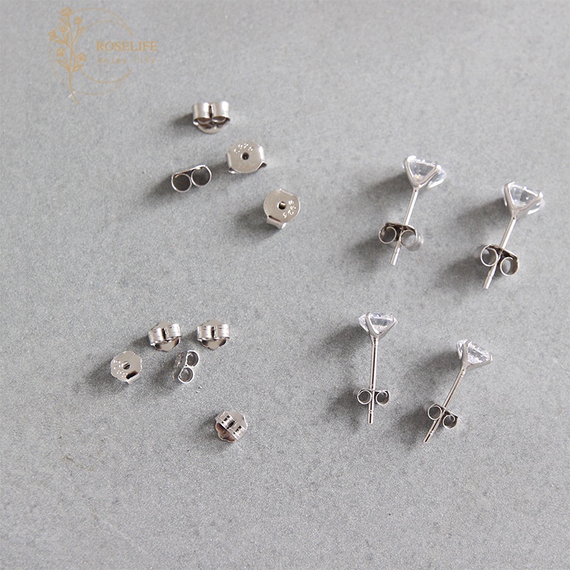 Roselife 1 Pasang Stopper Anting Tusuk Sterling Silver 925 Hypoallergenic Untuk Wanita