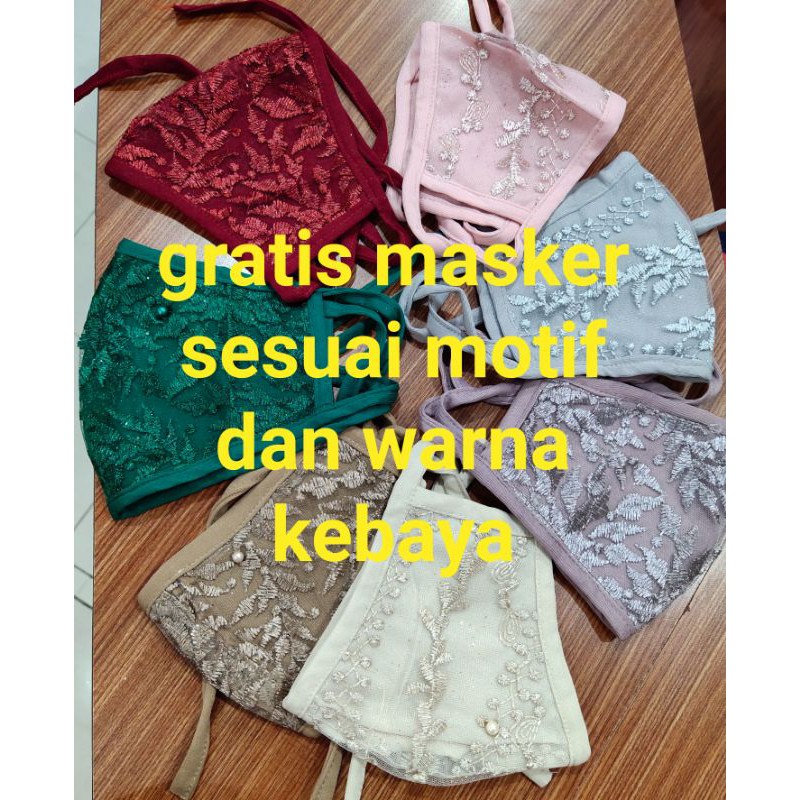 KEBAYA BRUKAT TULLE CERIBELL MOTIF TERBARU FREE MASKER