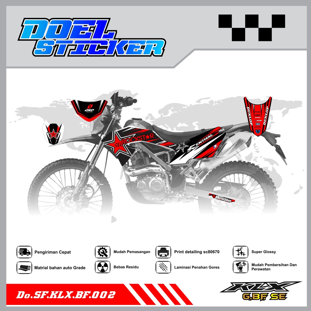 Sticker Striping Honda KLX 150 G , BF , SE Lama List Variasi Hologram , Crome Doel 002